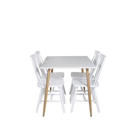 Polar Dining Table - 120*75*H75 - White / Oak, Lönneberga Windsor Chair - White_4