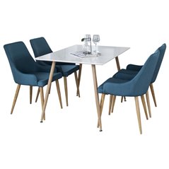 Polar Dining Table - 120*75*H75 - White / Oak, Plaza Dining Chair - Blue / Oak_4