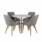 Polar Dining Table ø 90cm - White / Oak, Plaza Dining Chair - Light Grey / Oak_4