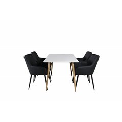 Polar Dining Table - 120*75*H75 - White / Oak, Comfort Dining Chair - Black / Black_4