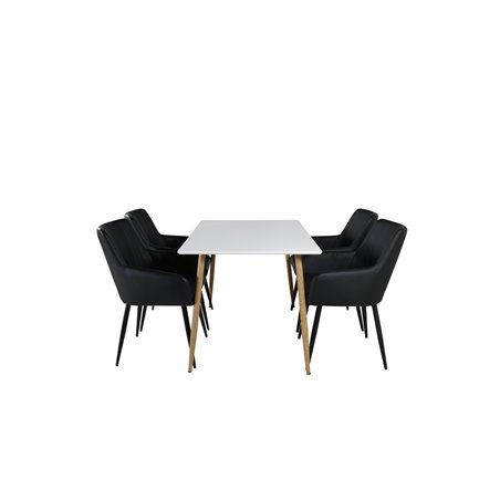 Polar Dining Table - 120*75*H75 - White / Oak, Comfort Dining Chair - Black / Black_4