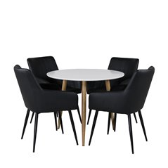 Polar Dining Table ø 90cm - White / Oak, Comfort Dining Chair - Black / Black_4