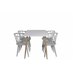 Polar Dining Table - 120*75*H75 - White / Oak, Bullerbyn Windsor Dining Chair - Grey_4