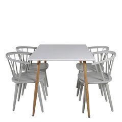 Polar Dining Table - 120*75*H75 - White / Oak, Bullerbyn Windsor Dining Chair - Grey_4