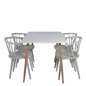 Polar Dining Table - 120*75*H75 - White / Oak, Bullerbyn Windsor Dining Chair - Grey_4