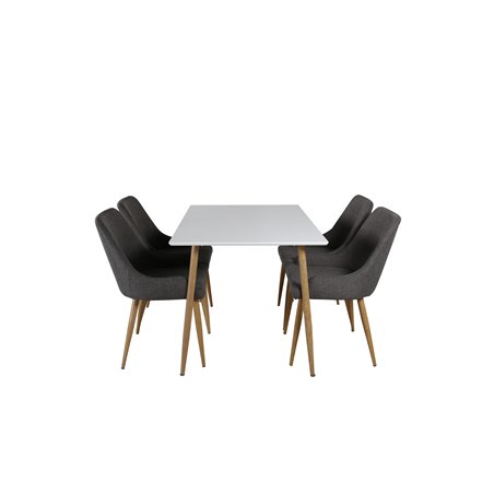 Polar Dining Table - 120*75*H75 - White / Oak, Plaza Dining Chair - Dark Grey / Oak_4
