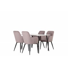 Polar Dining Table - 120*75*H75 - White / Black, Comfort Dining Chair - Pink / Black_4