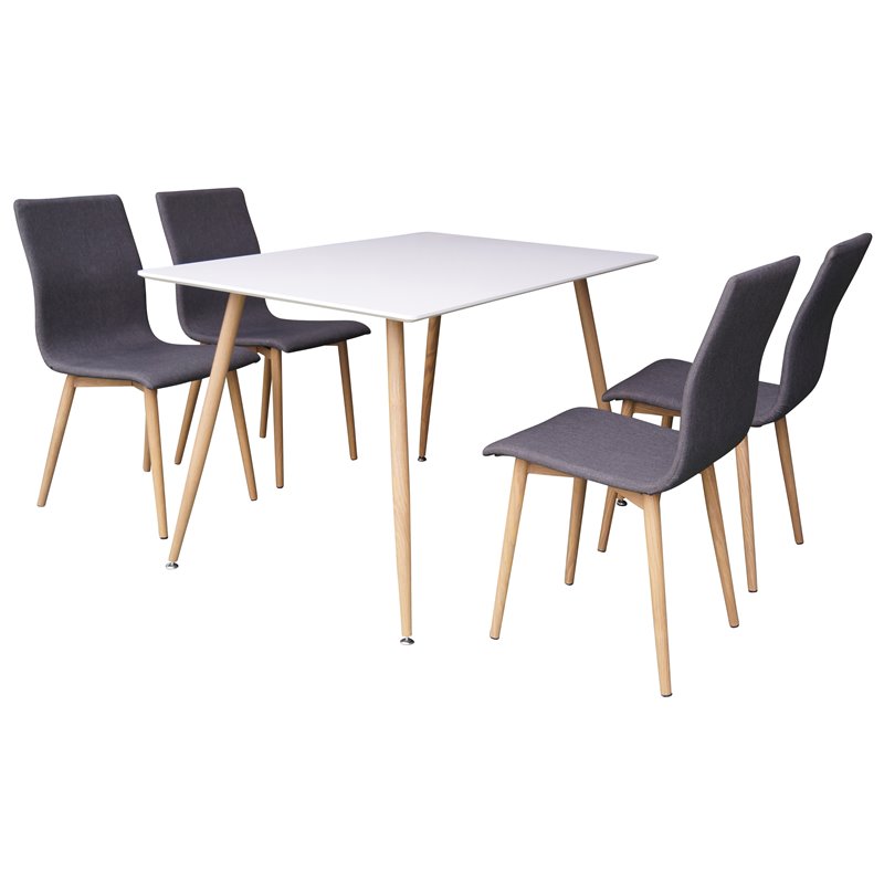 Polar Dining Table - 120*75*H75 - White / Oak, Windu Dining Chair - Grey / Oak_4