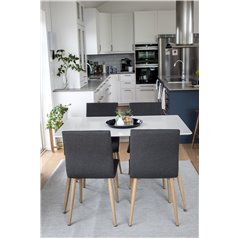 Polar Dining Table - 120*75*H75 - White / Oak, Windu Dining Chair - Grey / Oak_4