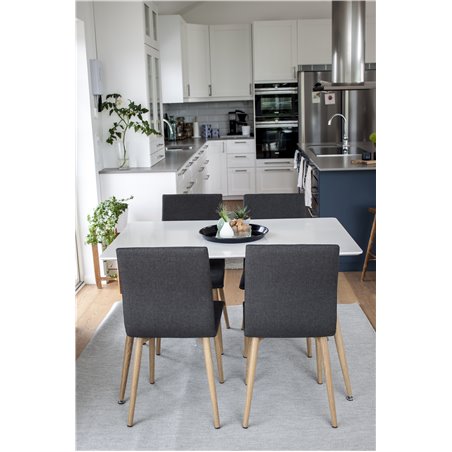 Polar Dining Table - 120*75*H75 - White / Oak, Windu Dining Chair - Grey / Oak_4