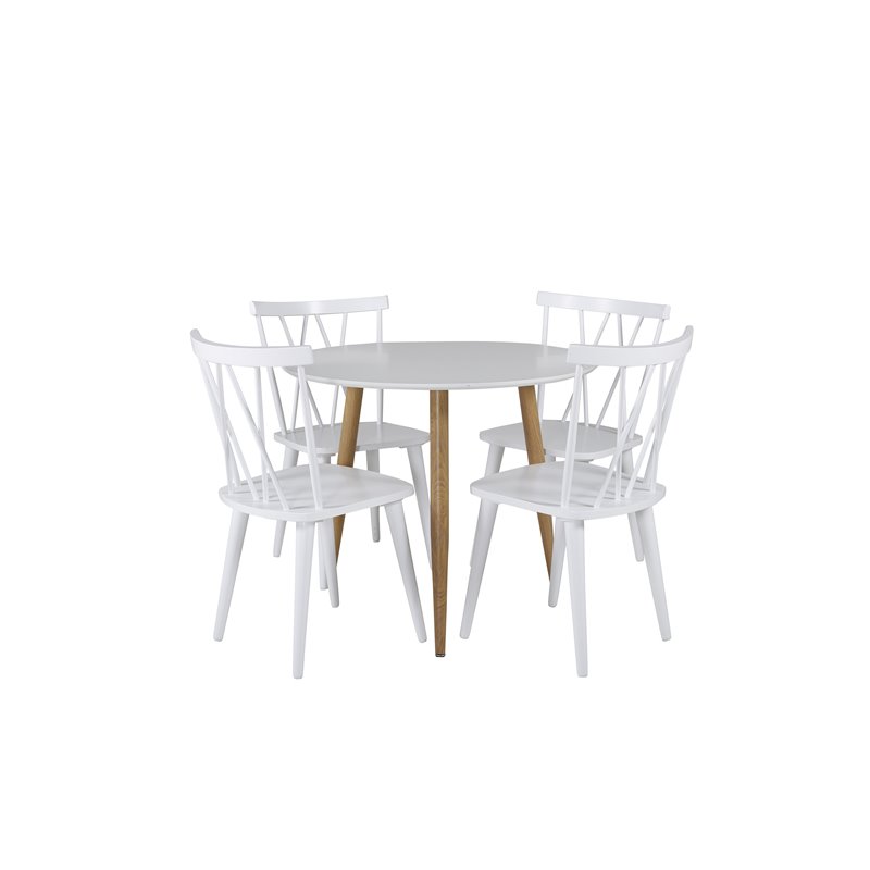 Polar Spisebord ø 90cm - Hvid / Eg, Mariannelund Windsor Stol - Hvid_4