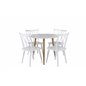 Polar Dining Table ø 90cm - White / Oak, Mariannelund Windsor Chair - White_4