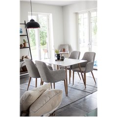 Polar Dining Table - 120*75*H75 - White / Oak, Comfort Dining Chair - Light Grey / Oak_4