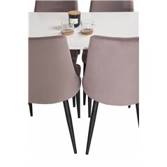 Polar Dining Table - 120*75*H75 - White / Black, Leone Dining Chair - Pink / Black_4