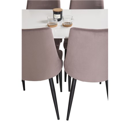 Polar Dining Table - 120*75*H75 - White / Black, Leone Dining Chair - Pink / Black_4