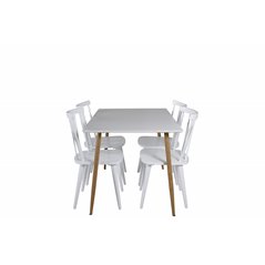 Polar Dining Table - 120*75*H75 - White / Oak, Mariannelund Windsor Chair - White_4