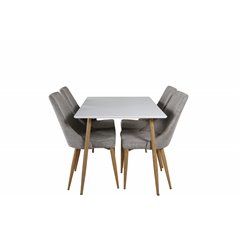 Polar Dining Table - 120*75*H75 - White / Oak, Leone Dining Chair - Light Grey / Oak_4