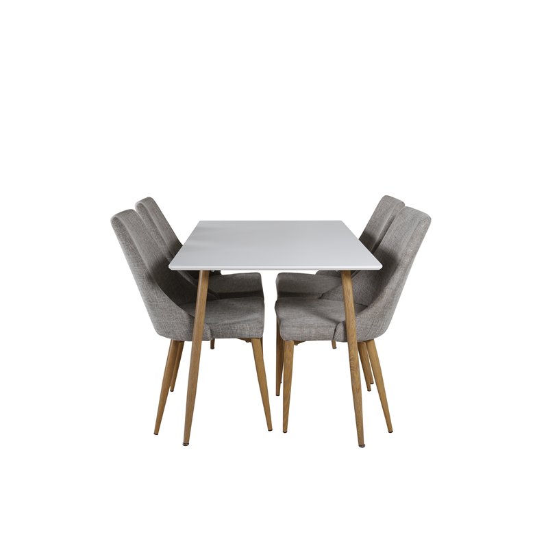 Polar Dining Table - 120*75*H75 - White / Oak, Leone Dining Chair - Light Grey / Oak_4