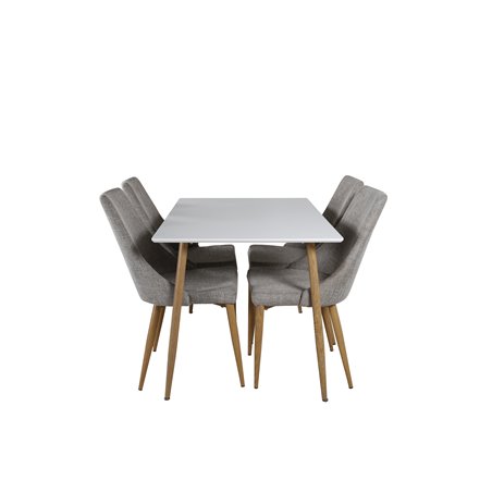 Polar Dining Table - 120*75*H75 - White / Oak, Leone Dining Chair - Light Grey / Oak_4