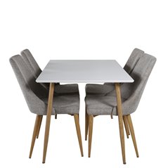 Polar Dining Table - 120*75*H75 - White / Oak, Leone Dining Chair - Light Grey / Oak_4