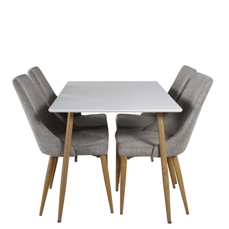 Polar Dining Table - 120*75*H75 - White / Oak, Leone Dining Chair - Light Grey / Oak_4