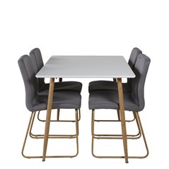 Polar Dining Table - 120*75*H75 - White / Oak, Mace Dining Chair - Grey / Oak_4