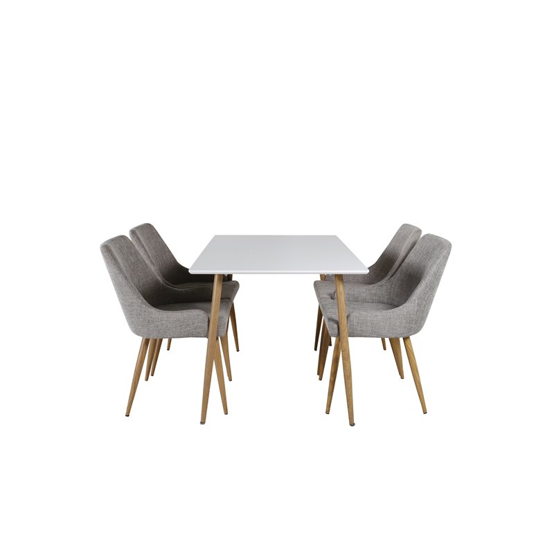 Polar Dining Table - 120*75*H75 - White / Oak, Plaza Dining Chair - Light Grey / Oak_4