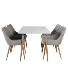 Polar Dining Table - 120*75*H75 - White / Oak, Plaza Dining Chair - Light Grey / Oak_4