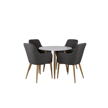 Polar Dining Table ø 90cm - White / Oak, Comfort Dining Chair - Dark Grey / Oak_4