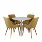 Polar Dining Table ø 90cm - White / Oak, Plaza Dining Chair - Yellow / Oak_4