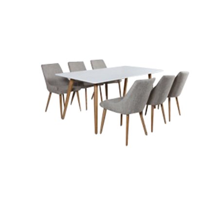 Polar Dining Table - 180*90*H75 - White / Oak, Plaza Dining Chair - Light Grey / Oak_6