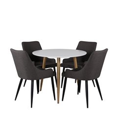 Polar Dining Table ø 90cm - White / Oak, Plaza Dining Chair - Dark Grey / Black_4