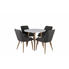 Polar Dining Table ø 90cm - White / Oak, Plaza Dining Chair - Dark Grey / Oak_4