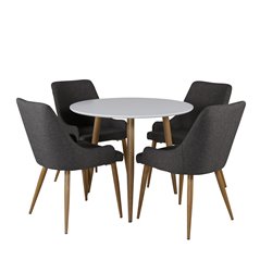 Polar Dining Table ø 90cm - White / Oak, Plaza Dining Chair - Dark Grey / Oak_4