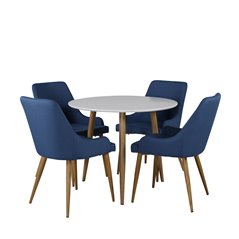 Polar ruokapöytä ø 90cm - Valkoinen / Tammi, Pla za ruokapöydän tuoli - Blue / Oak_4