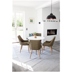 Polar Dining Table ø 90cm - White / Oak, Plaza Dining Chair - Green / Oak_4
