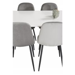 Polar Dining Table - 180*90*H75 - White / Black, Polar Dining Chair - Black legs / Light Grey Velvet (ersätter 19902-885)_6