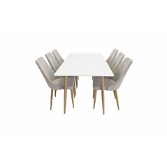 Polar Dining Table - 180*90*H75 - White / Oak, Leone Dining Chair - Light Grey / Oak_6