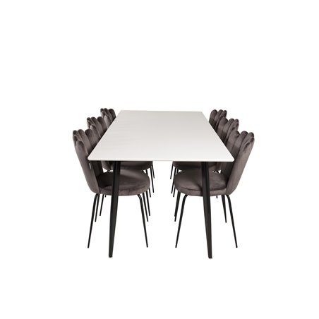 Polar Dining Table - 180*90*H75 - White / Black, Limhamn Light - Chair - Grey Velvet_6