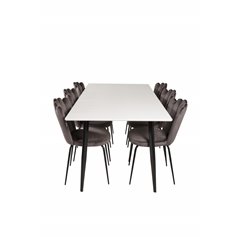 Polar Dining Table - 180*90*H75 - White / Black, Limhamn Light - Chair - Grey Velvet_6