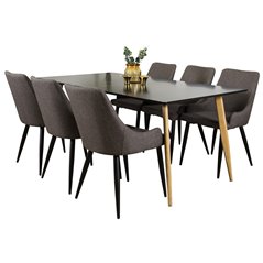 Polar Dining Table - 180*90*H75 - Black / Oak, Plaza Dining Chair - Dark Grey / Black_6