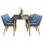 Polar Dining Table - 180*90*H75 - Black / Oak, Plaza Dining Chair - Blue / Oak_6