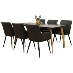 Polar Dining Table - 180*90*H75 - Black / Oak, Comfort Dining Chair - Black / Black_6