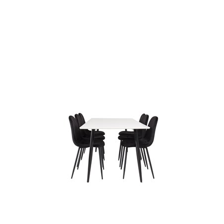 Polar Dining Table - 180*90*H75 - White / Black, Polar Dining Chair - Black legs / Black Velvet (ersätter 19902-888)_6