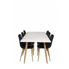 Polar Dining Table - 180*90*H75 - White / Oak, Polar Dining Chair - Black / Oak_6