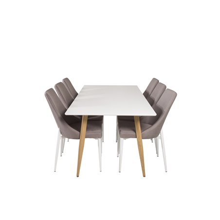 Polar Dining Table - 180*90*H75 - White / Oak, Leone 2 Dining Chair - Grey / White_6