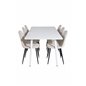 Polar Dining table 180 cm - White top / White Legs, Polar Dining Chair- Black legs / Beige Velvet (ersätter 19902-880)_6