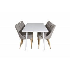 Polar Dining table 180 cm - White top / White Legs, Leone Dining Chair - Light Grey / Oak_6