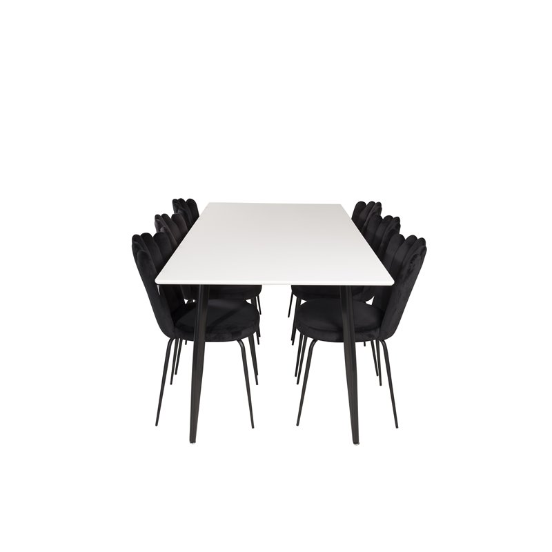 Polar Dining Table - 180*90*H75 - White / Black, Limhamn Light - Chair - Black Velvet_6