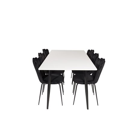 Polar Dining Table - 180*90*H75 - White / Black, Limhamn Light - Chair - Black Velvet_6